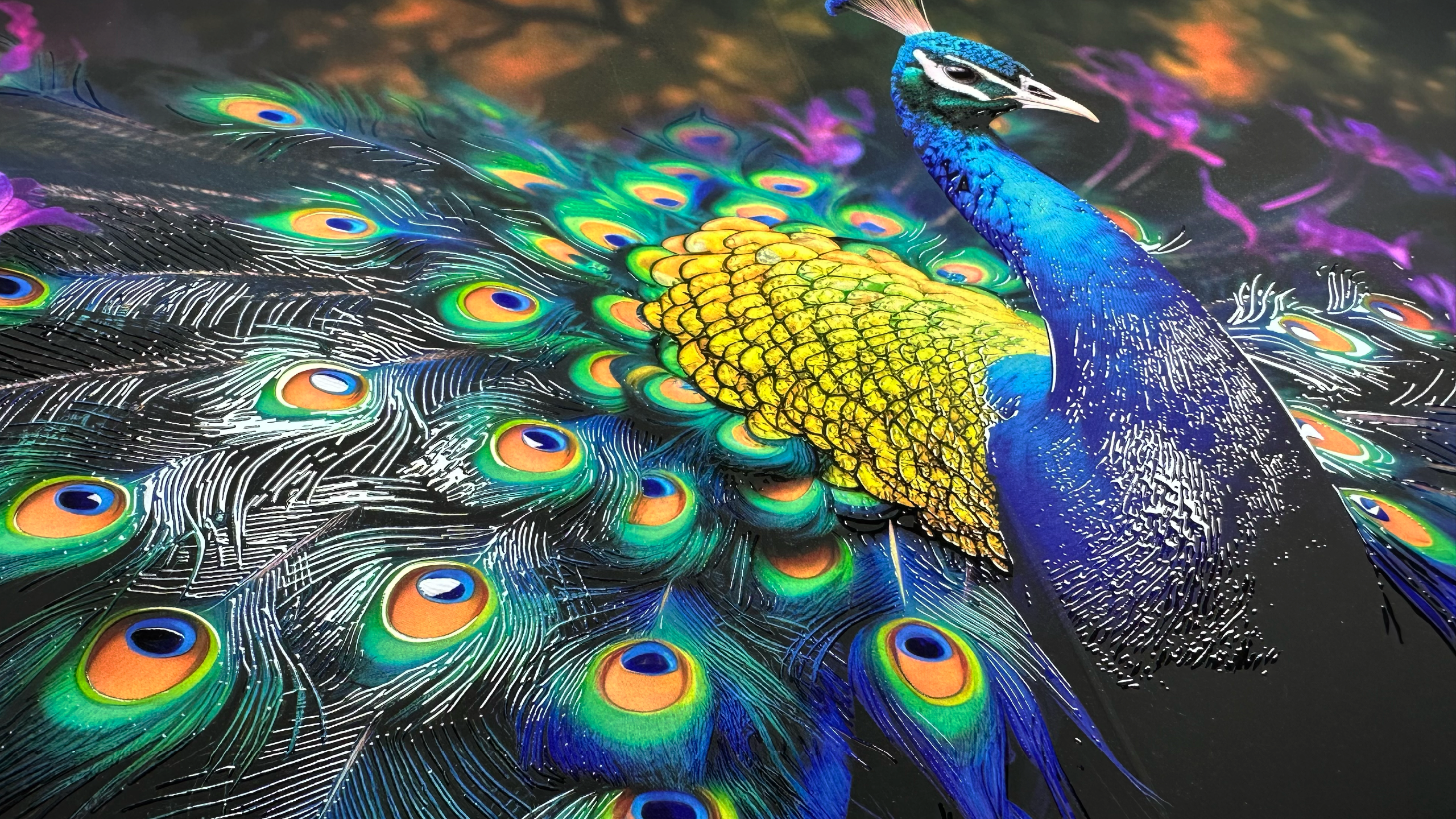 Peacock Trifold with spot UV