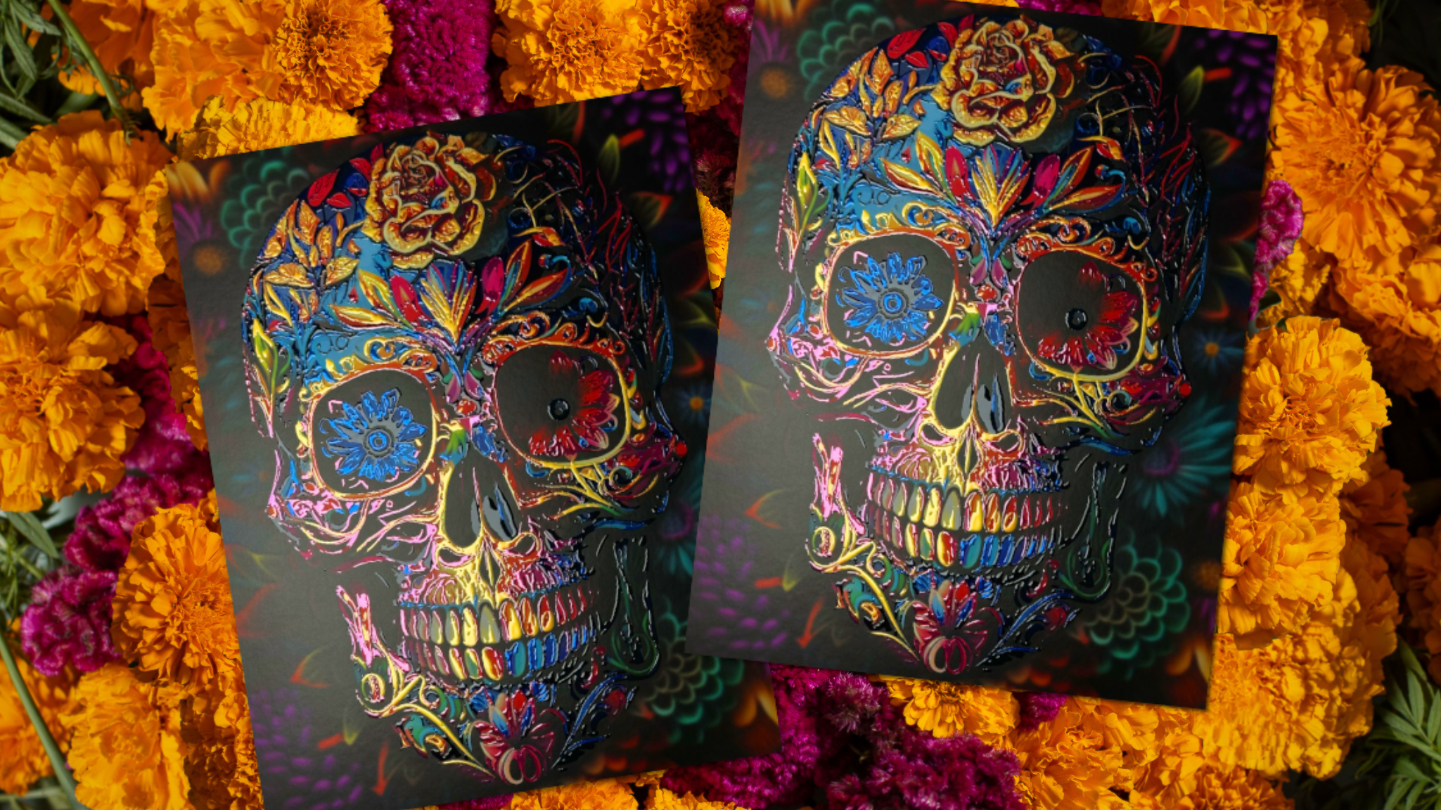 Dia de Muertos poster with cold foil